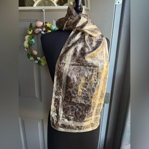 Vintage gold lurex foil leopard print scarf